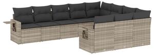 VidaXL Polyrattan Kerti Ülőgarnitúra - 10 részes - Világosszürke