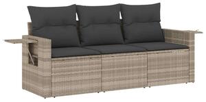 VidaXL Polyrattan Kerti Ülőgarnitúra - 3 részes - Világosszürke