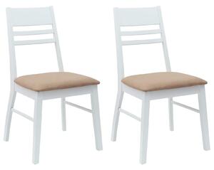 VidaXL Étkező Székek 2 pcs Fehér 43 x 54 x 89 cm Tömör Gumi Fa