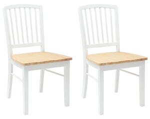 VidaXL Étkező Székek 2 pcs Fehér 50 x 52,5 x 91 cm Tömör Gumi Fa