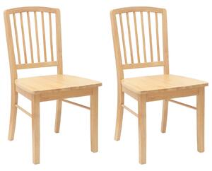 VidaXL Étkező Székek 2 pcs Természetes 50 x 52,5 x 91 cm Tömör Gumi Fa