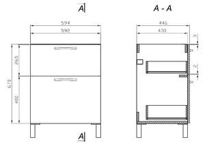 Cersanit Capri szekrény 59.4x44.6x77 cm álló, mosdó alatti fehér S598-036-DSM
