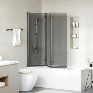 VidaXL Zuhanybeépítés Fekete 130 x 138 cm ESG üveg és alumínium