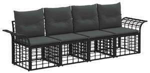 VidaXL Kültéri kanapé szett 4 pcs Fekete és Sötétszürke Poliészter