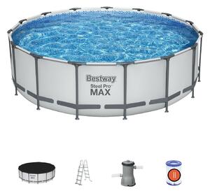 Bestway Steel Pro Max 457x122cm Fémvázas medence vízforgatóval, szűrőbetéttel, medence takaróval és létrával (CH56438) - szürke