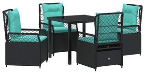 VidaXL Kert étkező szett 5 pcs Fekete polirattan