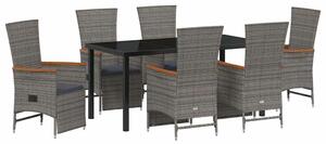 VidaXL Kert étkező szett párnával 7 pcs Szürke Poli rattan