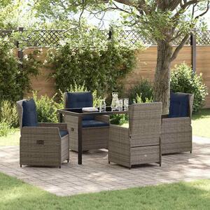 VidaXL Kert étkező szett 5 pcs Szürke Poli rattan