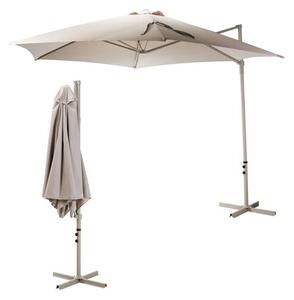 Ambience Függő Gémes Kitekerhető Napernyő, széltörővel, 3 m, Beige, 170 g/m2, UPF30+