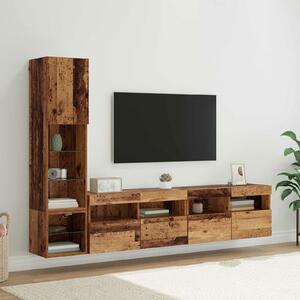 VidaXL TV faliszekrény leddel Falra szerelhető 4 pcs Öreg fa Faanyag