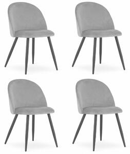 Valora BELLO Szék Világosszürke Bársony Modern Design x4