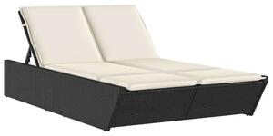 VidaXL Dupla Napozóágy - Fekete Polyrattan - 200cm