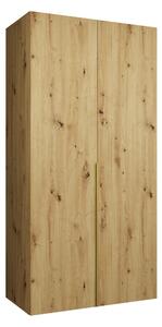 Gardróbszekrény Hartford 535, Laminált forgácslap, 202x100x52cm, Artisan tölgy, Aranysárga