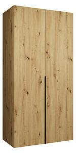 Gardróbszekrény Hartford 535, Laminált forgácslap, 202x100x52cm, Artisan tölgy, Fekete