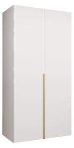 Gardróbszekrény Hartford 535, Laminált forgácslap, 202x100x52cm, Aranysárga, Fehér