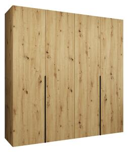 Gardróbszekrény Hartford 537, Laminált forgácslap, 202x200x52cm, Artisan tölgy, Fekete