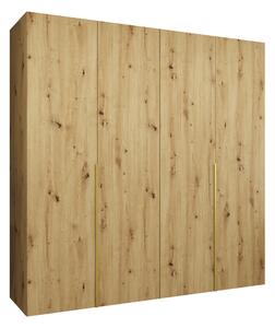Gardróbszekrény Hartford 537, Laminált forgácslap, 202x200x52cm, Artisan tölgy, Aranysárga
