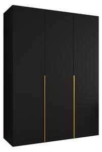 Gardróbszekrény Hartford 536, Laminált forgácslap, 202x150x52cm, Aranysárga, Fekete