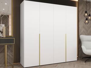 Gardróbszekrény Hartford 537, Laminált forgácslap, 202x200x52cm, Fehér, Aranysárga