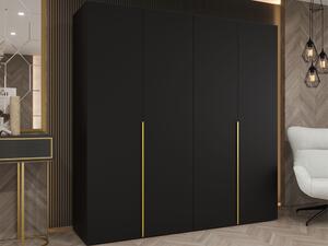Gardróbszekrény Hartford 537, Laminált forgácslap, 202x200x52cm, Aranysárga, Fekete