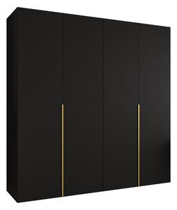 Gardróbszekrény Hartford 537, Laminált forgácslap, 202x200x52cm, Aranysárga, Fekete