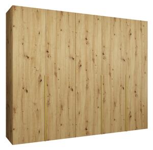 Gardróbszekrény Hartford 538, Laminált forgácslap, 202x250x52cm, Artisan tölgy, Aranysárga