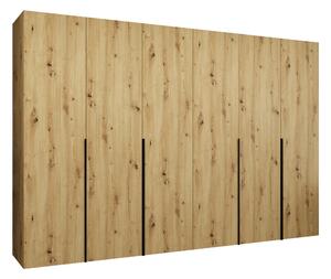Gardróbszekrény Hartford 539, Laminált forgácslap, 202x300x52cm, Artisan tölgy, Fekete