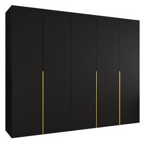 Gardróbszekrény Hartford 538, Laminált forgácslap, 202x250x52cm, Aranysárga, Fekete
