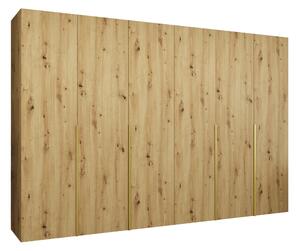 Gardróbszekrény Hartford 539, Laminált forgácslap, 202x300x52cm, Artisan tölgy, Aranysárga