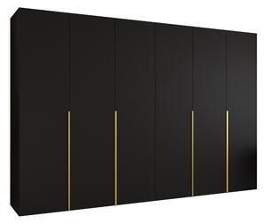 Gardróbszekrény Hartford 539, Laminált forgácslap, 202x300x52cm, Aranysárga, Fekete