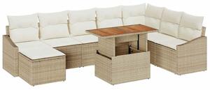 VidaXL Kert étkező szett párnával 9 pcs Beige és krém