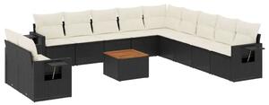 VidaXL Polyrattan Kerti Ülőgarnitúra - 12 részes - Fekete