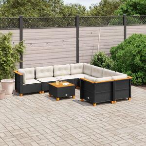 VidaXL Polyrattan Kerti Ülőgarnitúra - 9 részes - Fekete