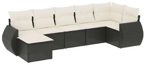 VidaXL Polyrattan Kerti Ülőgarnitúra - 7 részes, Fekete