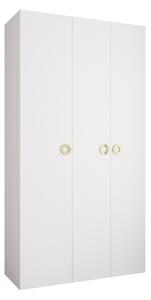 Gardróbszekrény Hartford 544, Laminált forgácslap, 246x130x52cm, Aranysárga, Fehér