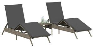 VidaXL Napozóágy Szett - 2 db Szürke Polyrattan