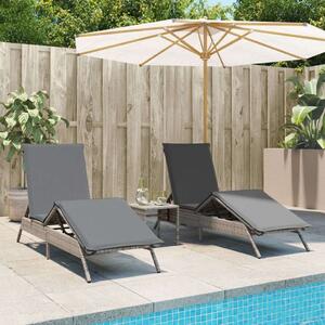 VidaXL Napozóágy Szett - 2 db Szürke Polyrattan