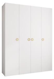 Gardróbszekrény Hartford 554, Laminált forgácslap, 246x190x52cm, Aranysárga, Fehér