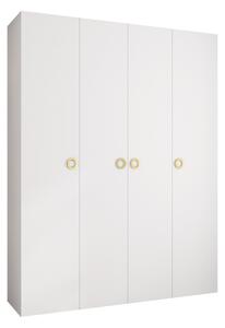 Gardróbszekrény Hartford 554, Laminált forgácslap, 246x190x42cm, Aranysárga, Fehér