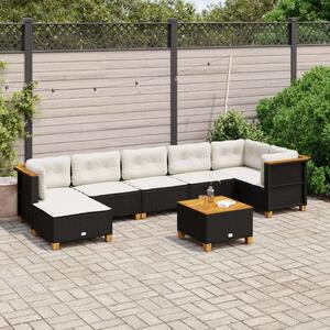 VidaXL Polyrattan Kerti Ülőgarnitúra - 8 részes - Fekete