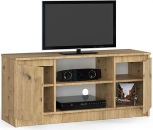 PAL TV szekrény 2 ajtóval és középső polccal, 120x40x55 cm, natúr design, artisan tölgy