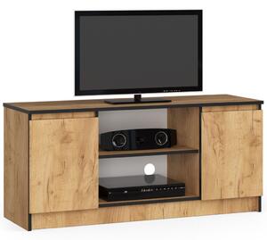 TV szekrény, 2 ajtós, középső polccal, 120x40x55 cm, meleg természetes megjelenés, craft tölgy