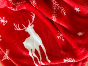 KARÁCSONYI piros karácsonyi mikroplüss takaró Méret: 200 x 220 cm