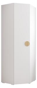 Sarokszekrény Hartford 568, Laminált forgácslap, 237x81x81cm, Fehér, Aranysárga
