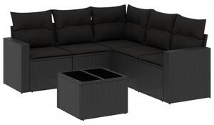 VidaXL Polyrattan Kerti Ülőgarnitúra - 6 részes - Fekete