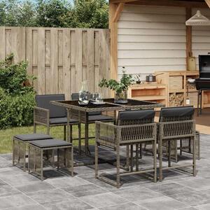 VidaXL Polyrattan Kerti Étkezőgarnitúra - 9 részes - Szürke