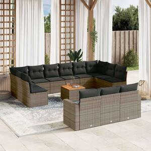 VidaXL Polyrattan Kerti Ülőgarnitúra - 14 részes - Szürke