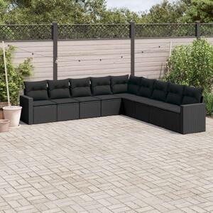 VidaXL Polyrattan Kerti Ülőgarnitúra - 9 részes - Fekete
