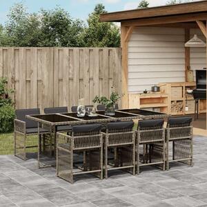 VidaXL Polyrattan Kerti Étkezőgarnitúra - 9 Személyes - Szürke