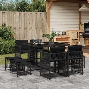 VidaXL Polyrattan Kerti Étkezőgarnitúra - 9 részes - Fekete